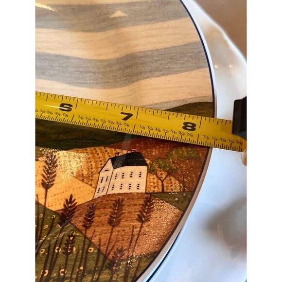 VTG Warren Kimble Americana Themed Dessert Plates Patriotic Scenes Stoneware 8" - Picture 6 of 13
